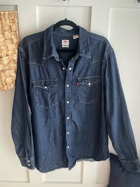 Levi's Dark Blue Denim Western Shirt with Snap Pockets